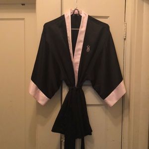 Black and pink VS silk robe